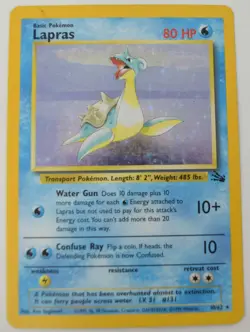 Pokemon Card Lapras Fossil 1999 Holo 10/62 MP - Image 1
