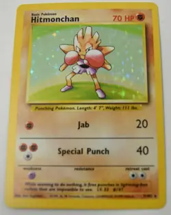 Pokemon Card Hitmonchan Base Unlimited 2000 Holo 7/102 NM - Image 1