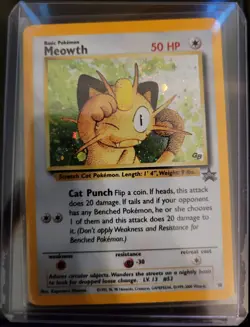 NM Meowth # 10 WOTC Black Star PROMO HOLO Pokemon Card with Swirl - Image 1
