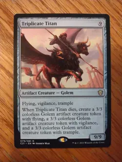 Triplicate Titan Commander 2021 Regular + Three 3/3 Golem Tokens - Image 1