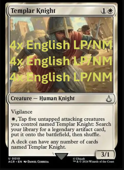 FOIL x4 Templar Knight MTG 4x Assassins Creed (Foil Finish, English) LP/NM - Image 1