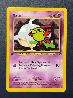 1x Natu 59/75 1st Edition Neo Discovery Common Pokemon Card Moderately Played - Image 1