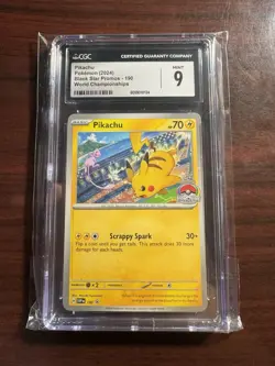 Pokemon Pikachu TCG 2024 World Championships Black Star Promo CGC 9 - Image 1