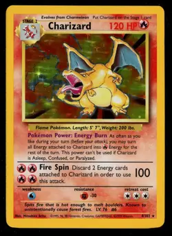 Pokemon Near Mint Base Set Charizard 4/102 Holo Rare Unlimited 1999 - Image 1