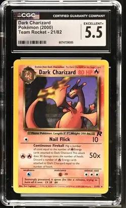 1999 Pokemon Team Rocket Unlimited Dark Charizard Non-Holo CGC 5.5 EXCELLENT + - Image 1