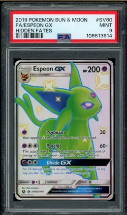 Pokemon PSA 9 Espeon GX SV60/SV94 Sun & Moon Hidden Fates Shiny Vault Mint - Image 1