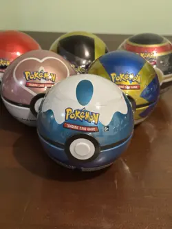 Pokeball Tin Set X 6 Pokemon Tcg RARE BALLS! RARE TINS! RARE CODES! See Photos! - Image 1