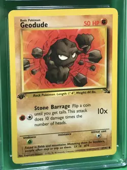 CGC 9.5 MINT+ Geodude 1st Edition Fossil 47/62 Pokemon 1999 English Vintage TCG - Image 4