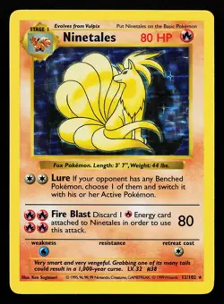 Ninetales 12/102 Holo Rare Base Set (Shadowless) Pokemon Card - Image 1