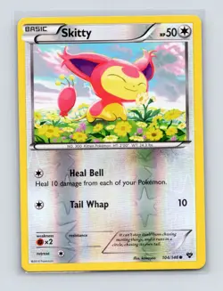 Pokemon TCG Skitty 104/146 XY Base Set Reverse Holo LP - Image 1