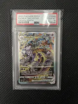 Pokemon 2023 Mewtwo VSTAR GG44/GG70 Full Art Crown Zenith PSA 10 Gem Mint - Image 1
