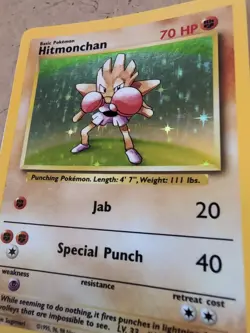 Pokemon TCG Hitmonchan Base Set Holo Unlimited Rare Card 7/102 LP-NM Condition - Image 2
