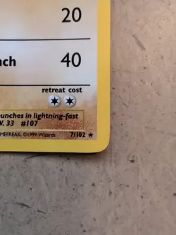 Pokemon TCG Hitmonchan Base Set Holo Unlimited Rare Card 7/102 LP-NM Condition - Image 4