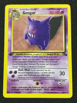 Pokemon Card Gengar 1st Edition Non Holo 20/62 MP - Image 1