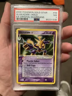 2006 POKEMON EX CRYSTAL GUARDIANS GOLD STAR #99 ALAKAZAM-HOLO PSA 7 - Image 1