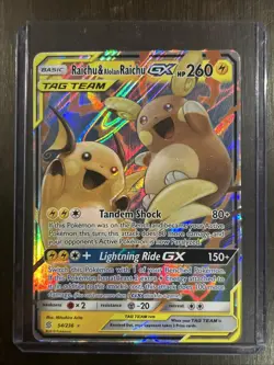 Pokemon TCG Raichu Alolan Raichu GX 54/236 Tag Team Sun &Moon Unified Minds Holo - Image 1