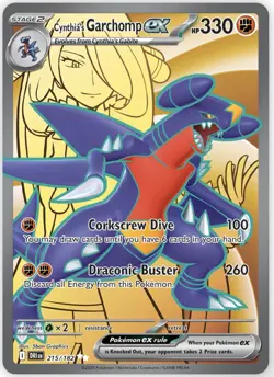 Pokemon TCG Cynthia's Garchomp ex 215/182 Ultra Rare Destined Rivals Holo En - Image 1