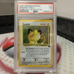 Meowth Holo Game Boy Black Star Promo #10 Pokemon TCG 2000 PSA 7 Near Mint - Image 1