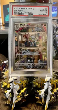 2023 Pokemon Mew en Machoke Illustration PSA 10 Gem MT - Image 1