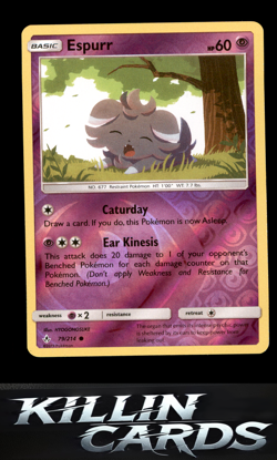 Reverse Holofoil Espurr 79/214 Pokemon Common SM - Unbroken Bonds Card NM - Image 1