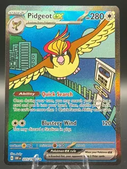 Pidgeot ex 225/197 SIR Special Illustration Rare Pokemon 2023 Obsidian Flames NM - Image 1