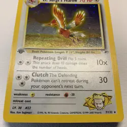 2000 Pokemon Gym Heroes 1st Edition Lt. Surge's Fearow Holo #7/132 - Image 2