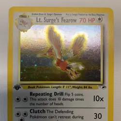 2000 Pokemon Gym Heroes 1st Edition Lt. Surge's Fearow Holo #7/132 - Image 3