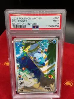 Oshawott - 105/086 Illustration Rare Pokemon White Flare PSA 9 - Image 1