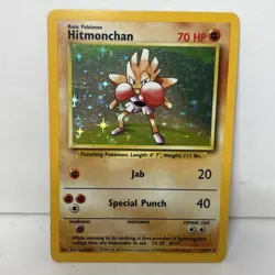 Hitmonchan #7 7/102 Base Set Unlimited WOTC Vintage 1999 Holo Rare Pokemon Card - Image 1