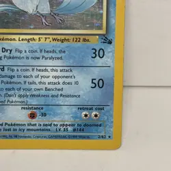 Articuno 2/62 Fossil Holo Vintage Unlimited Rare Pokemon Card MP - Image 4