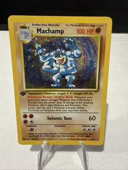 Pokemon TCG Machamp Holo Rare 1st Edition Base Set, Card 8/102, LP Condition - Image 1