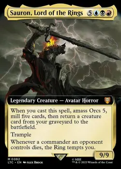 1x Sauron, Lord of the Rings - Foil - Extended Art Light Play MTG Magic - Kid Ic - Image 1