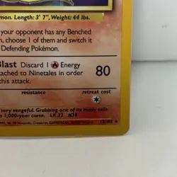Pokemon TCG 1995 Ninetales Base Set Holo Rare 12/102 LP Condition - Image 4