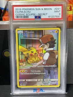 PSA 9 2019 Pokemon Sun & Moon #241 FA/Pikachu Cosmic Eclipse - Secret Rare - Image 1