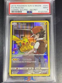 PSA 9 2019 Pokemon Sun & Moon #241 FA/Pikachu Cosmic Eclipse - Secret Rare - Image 2