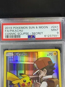 PSA 9 2019 Pokemon Sun & Moon #241 FA/Pikachu Cosmic Eclipse - Secret Rare - Image 4