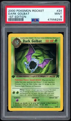 2000 Pokemon 1st Edition - Team Rocket 24/82 Dark Golbat Non-Holo PSA MINT 9 - Image 1