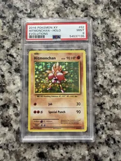 Pokemon TCG Hitmonchan Evolutions Holo Rare Card 62/108 PSA 9 - Image 1