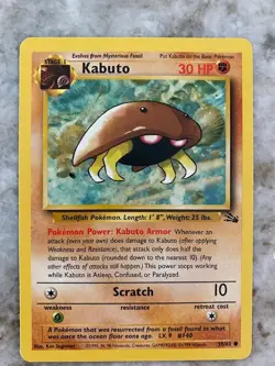 Pokemon TCG Kabuto Card Fossil Set 50/62 NM - Image 1
