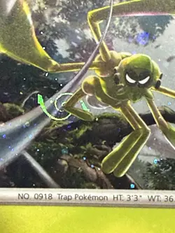 Pokemon Spidops SVP 009 Scarlet Violet Cosmos Holo Black Star Promo HD Swirl - Image 4