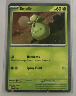 Pokemon TCG Smoliv Black Star Promos SVP023 Promo Cosmos Holo Rare HD Swirl💫 - Image 2