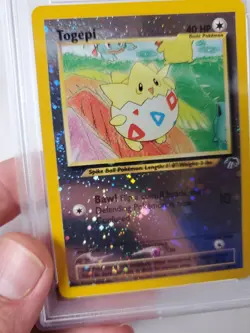 PSA 8 NM-MT Togepi Southern Islands Promo Partial Swirl Holo Pokemon Card 4/18 - Image 3