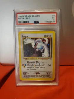 Pokemon Neo Genesis Lugia TCG Holo Card 9/111 Unlimited Rare, PSA 5 - Image 1