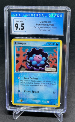 CGC 9.5 - 2006 Pokemon EX Legend Maker CLAMPERL Reverse Holo #51/92 - Image 1