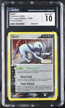 Pokemon Absol EX Legend Maker Reverse Holo #15 CGC 10 Gem Mint - Image 1