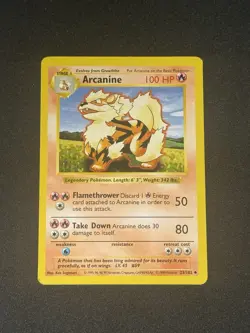 Pokemon TCG Arcanine Base Set, Shadowless Uncommon Card 23/102 MP Condition - Image 1