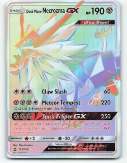 Dusk Mane Necrozma GX 163/156 Pokemon Card Rainbow - Image 1