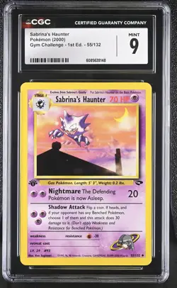 CGC 9 MINT Sabrina's Haunter Gym Challenge 1st Edition 55/132 Pokemon Card - Image 1