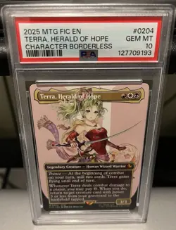 3231 Terra Herald of Hope 2025 MTG Final Fantasy FIC #0204 Borderless PSA 10 - Image 1