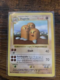 Pokemon TCG - Dugtrio - 19/102 - Shadowless - Rare - Base Set [Lightly Played] - Image 1